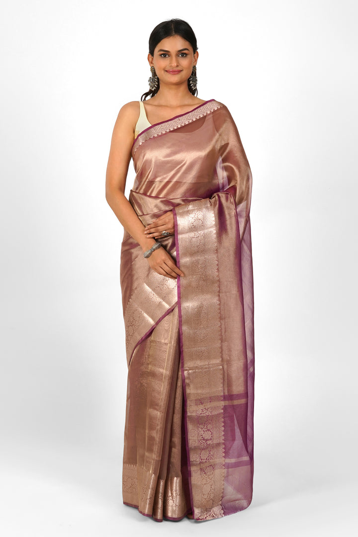 Manikarnika Magenta Banarasi Tissue Saree