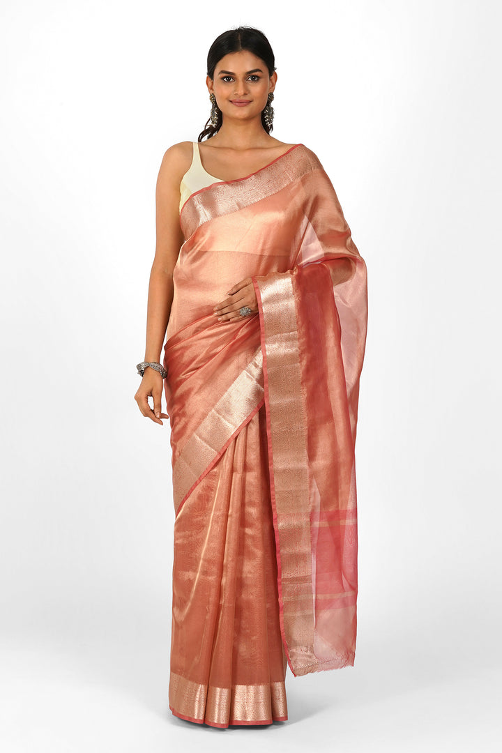 Mohini Coral Banarasi Tissue Saree