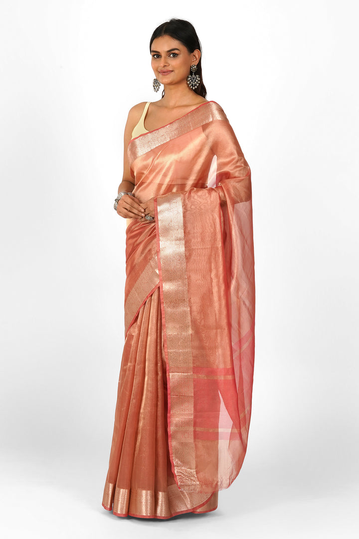 Mohini Coral Banarasi Tissue Saree