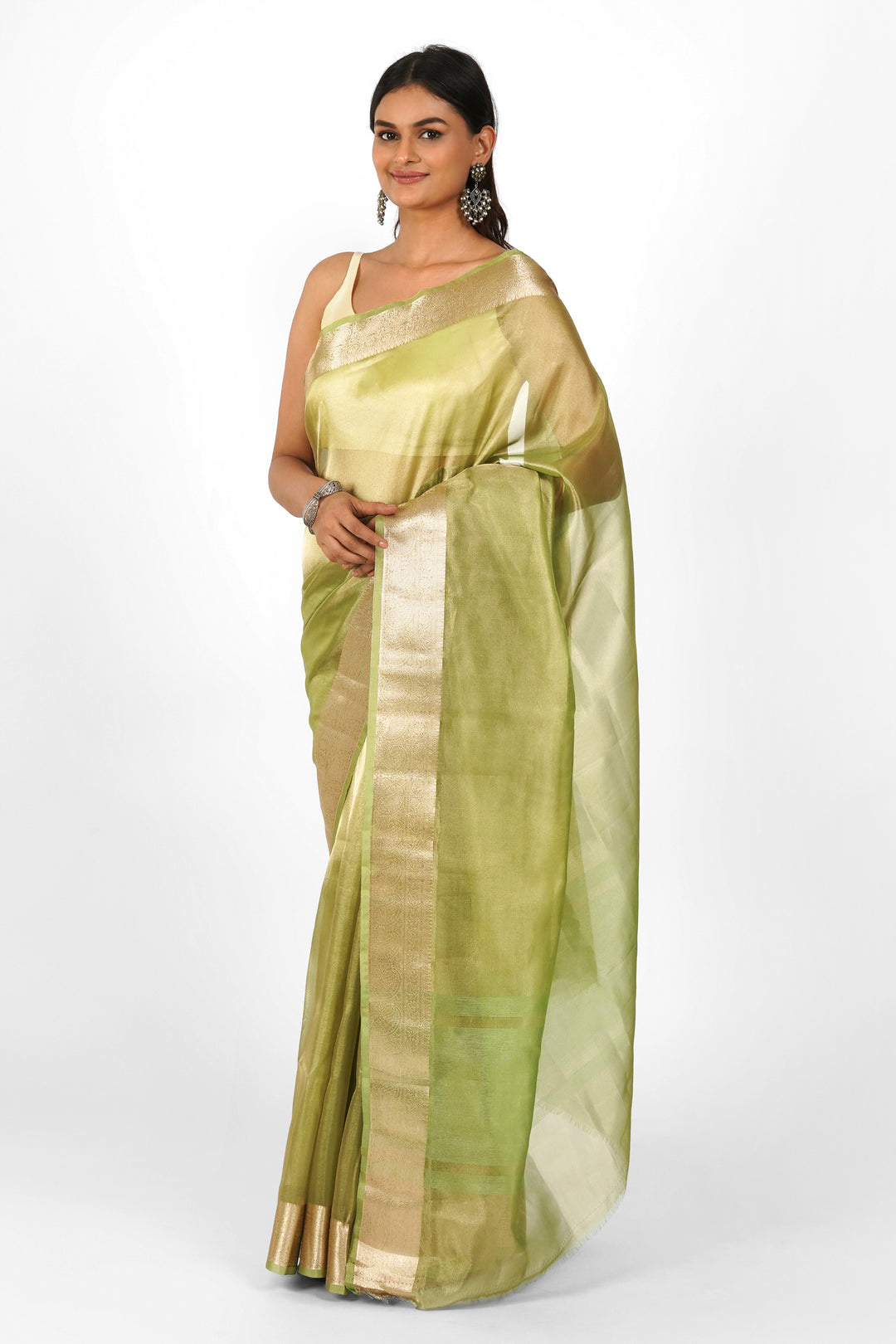 Tulsi Green Banarasi Tissue Saree