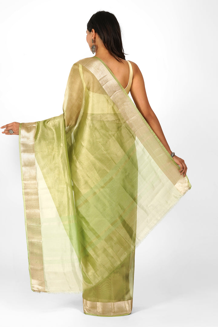 Tulsi Green Banarasi Tissue Saree