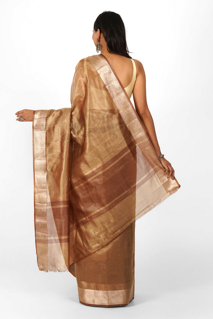 Sadhna Brown Banarasi Tissue Saree