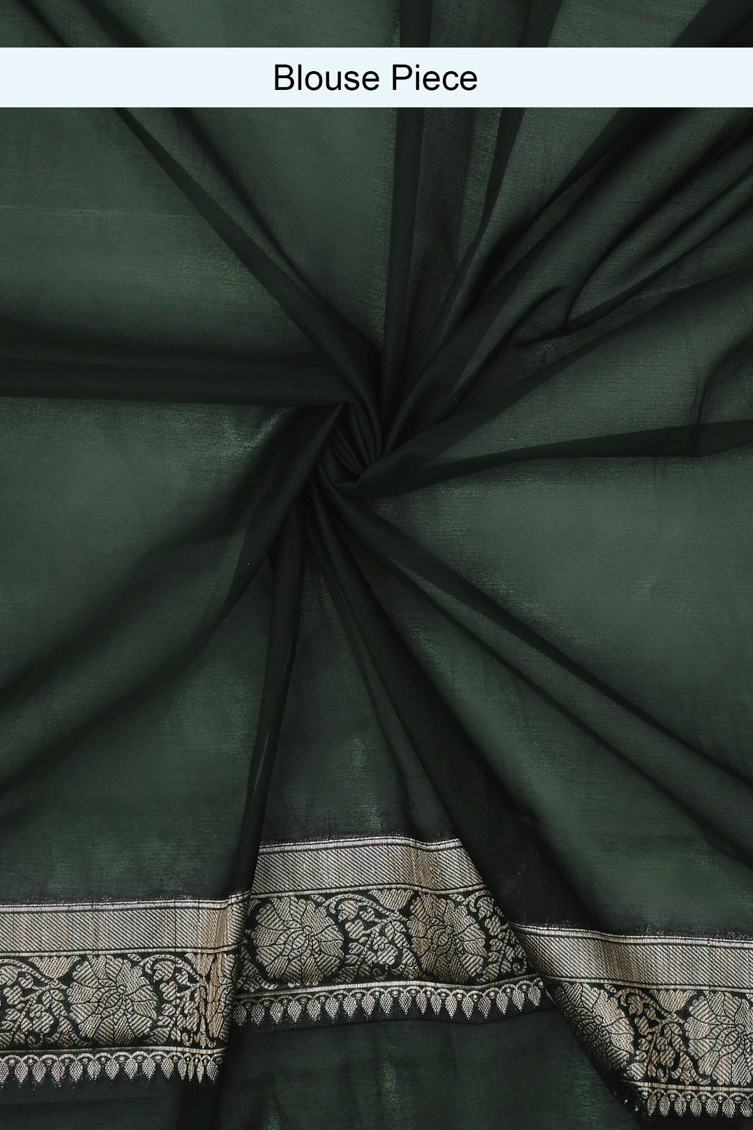 Teejh Panchganga Bottle Green Banarasi Semi Georgette Silk Saree