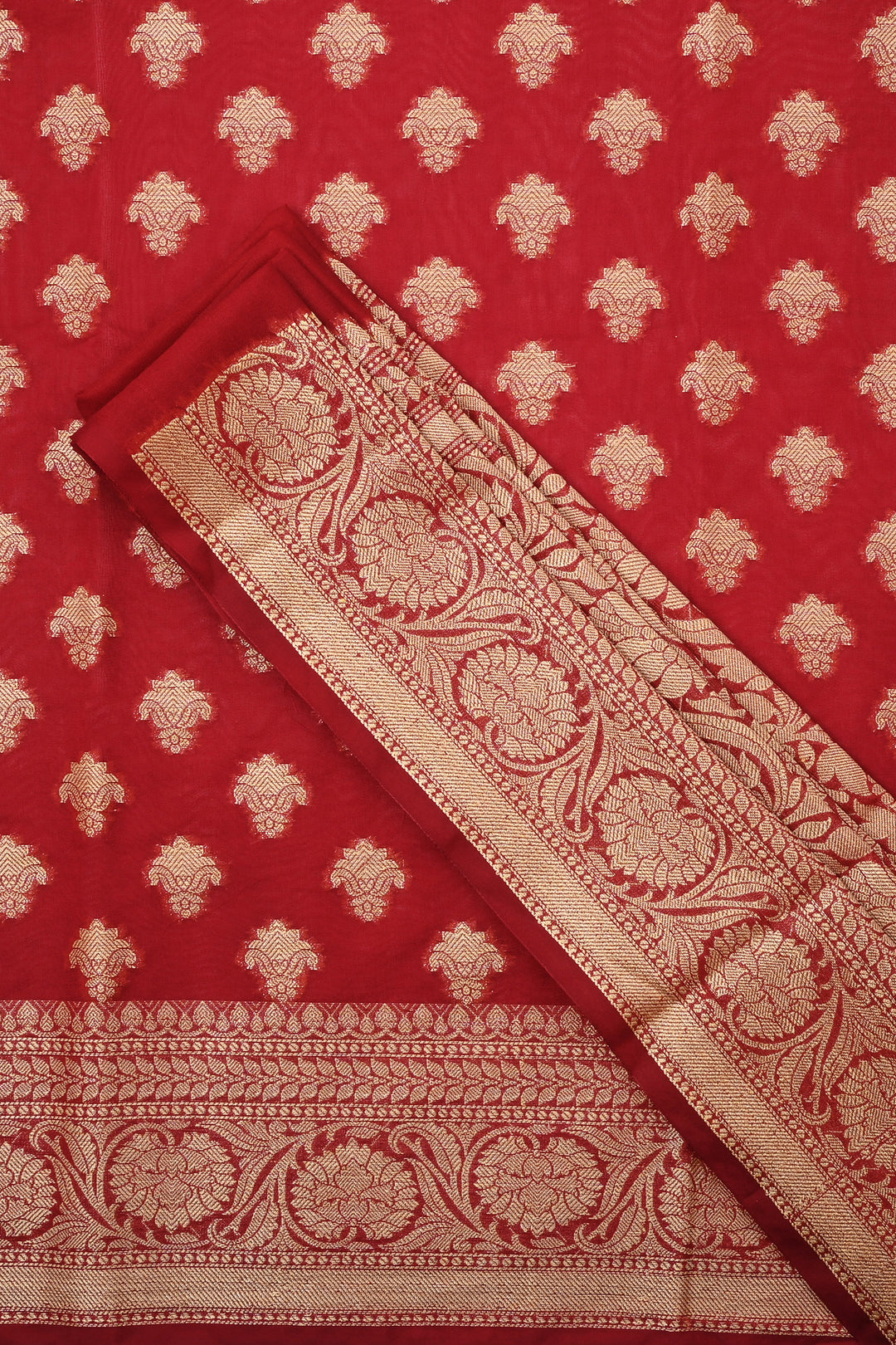 Teejh Dwara Red Banarasi Chiffon Silk Saree