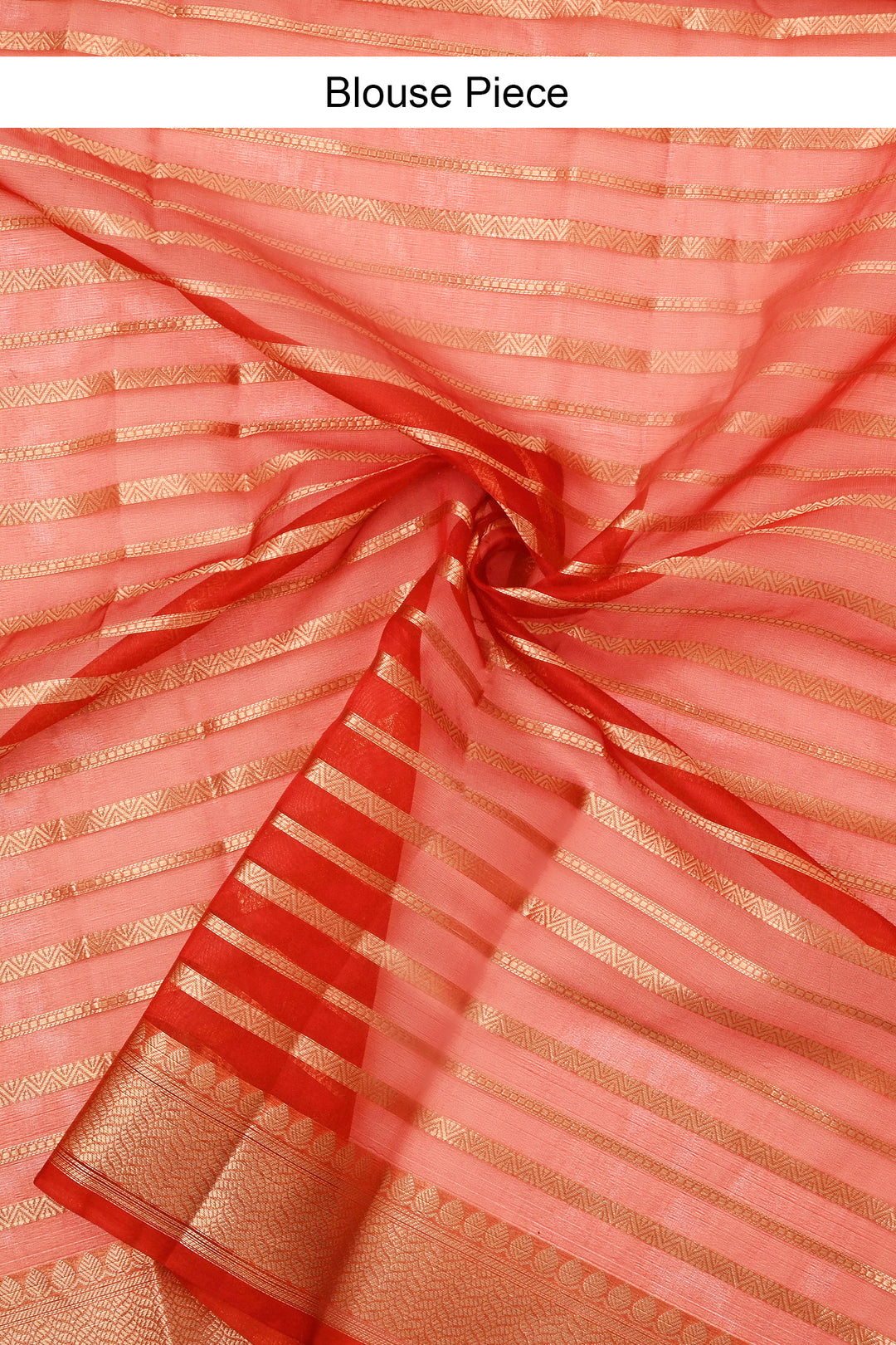 Teejh Kashi Bright Red Organza Lining Saree