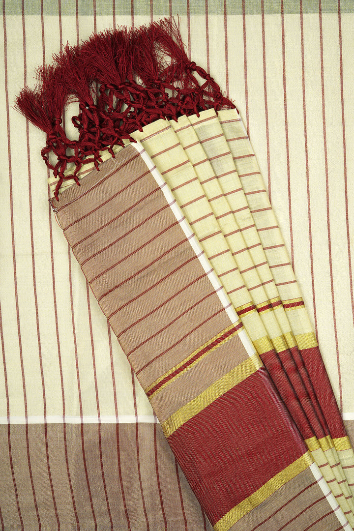 Teejh Bharathpuzha Kerala Tissue Maroon Saree