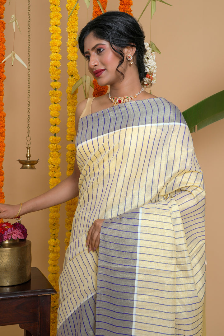 Teejh Neyyar Kerala Tissue Royal blue Saree