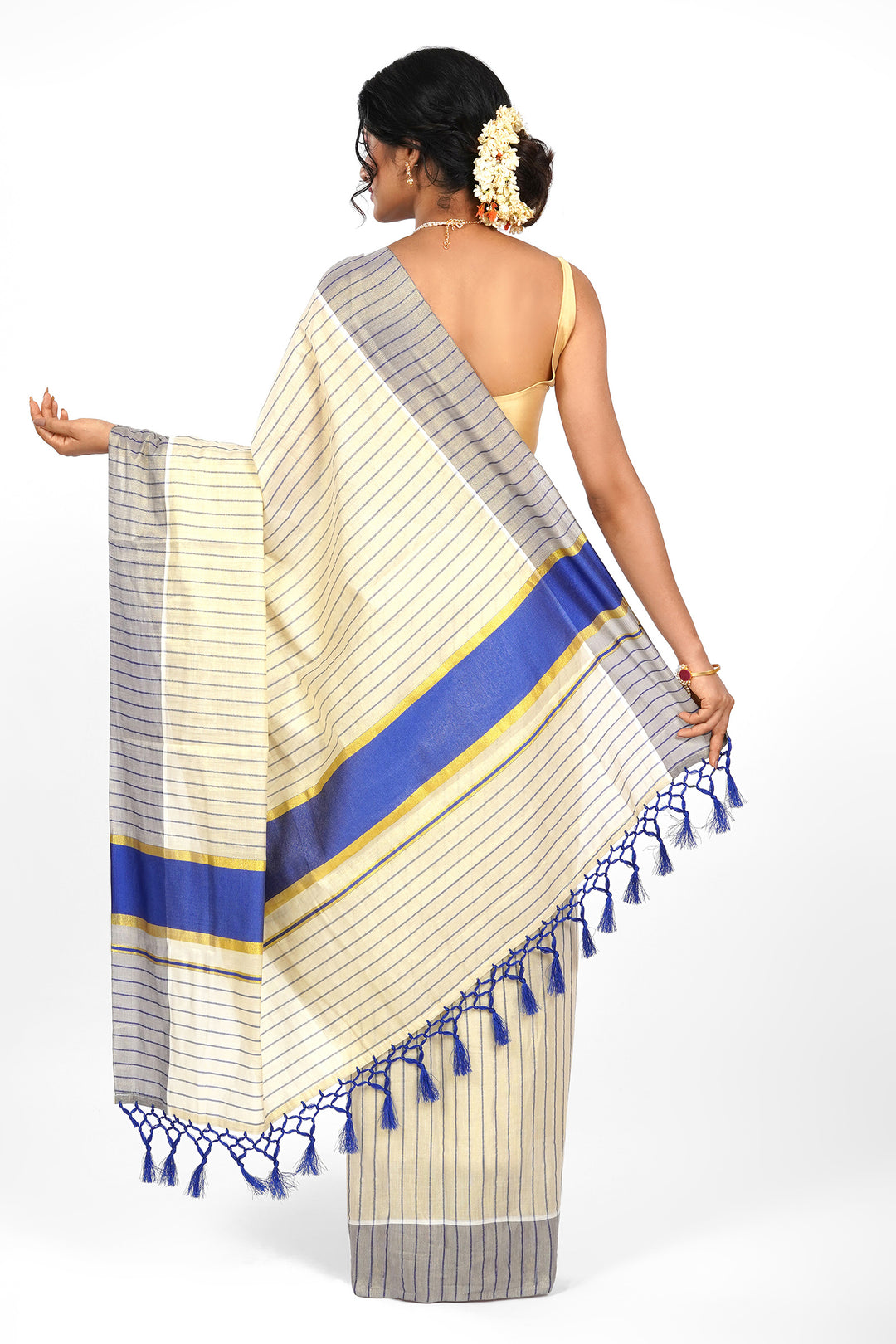 Teejh Neyyar Kerala Tissue Royal blue Saree