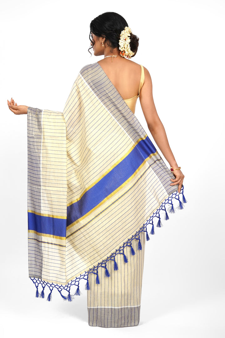 Teejh Neyyar Kerala Tissue Royal blue Saree