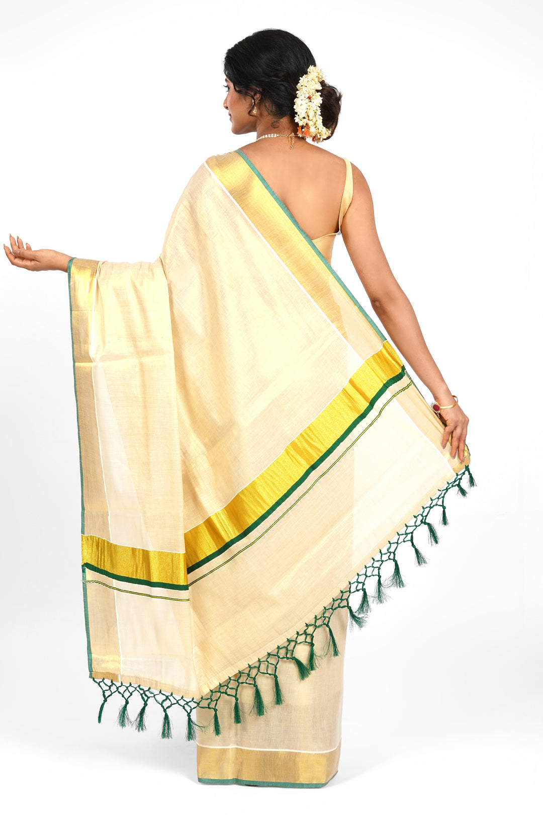 Teejh Kallada Kerala Tissue Bottle green Saree