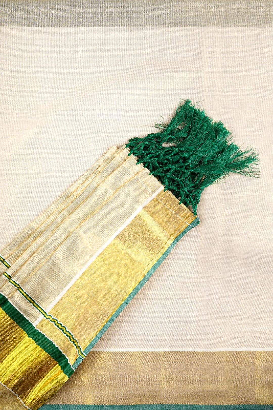 Teejh Kallada Kerala Tissue Bottle green Saree