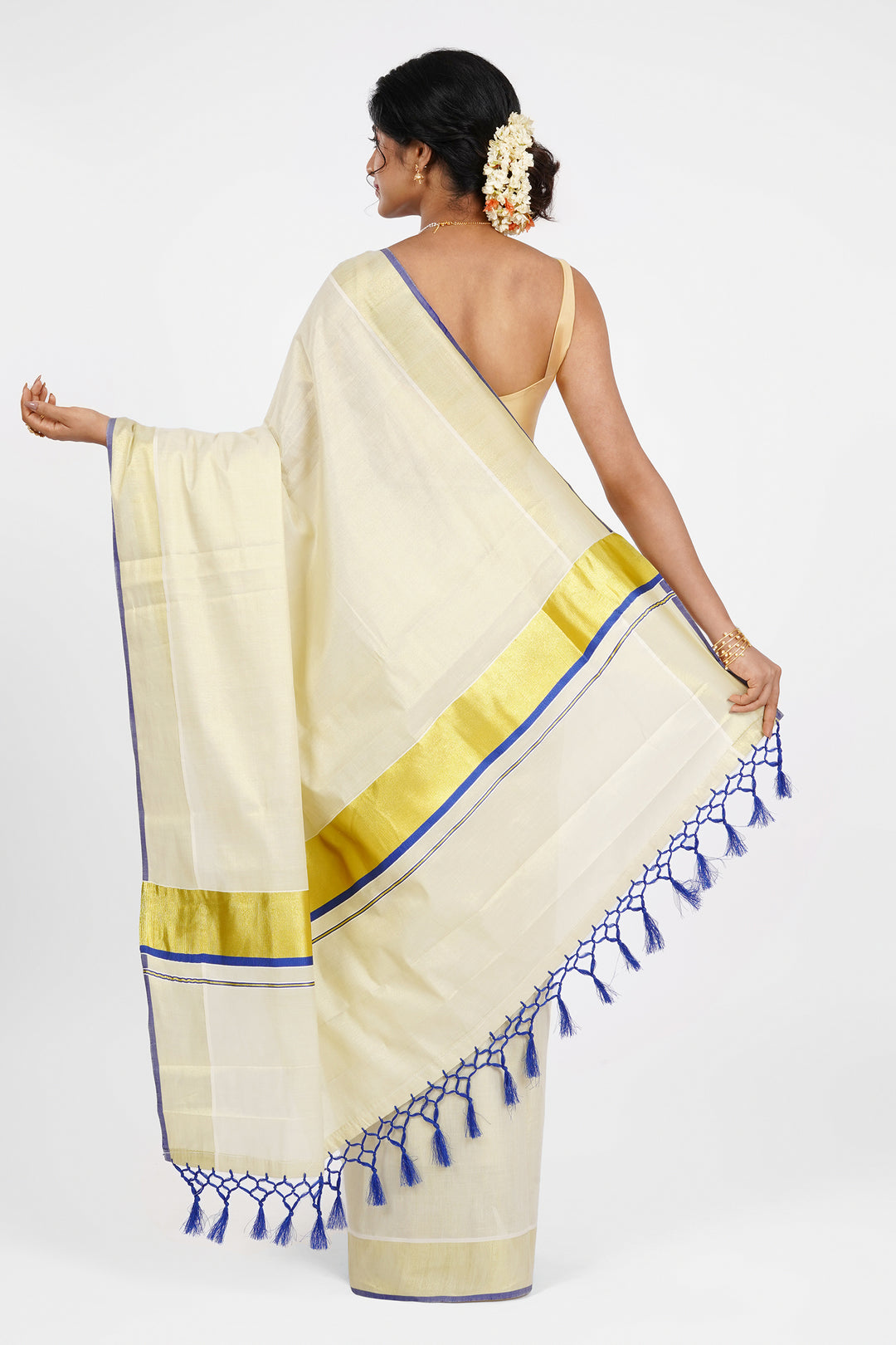 Teejh Manimala Kerala Tissue Royal blue Saree