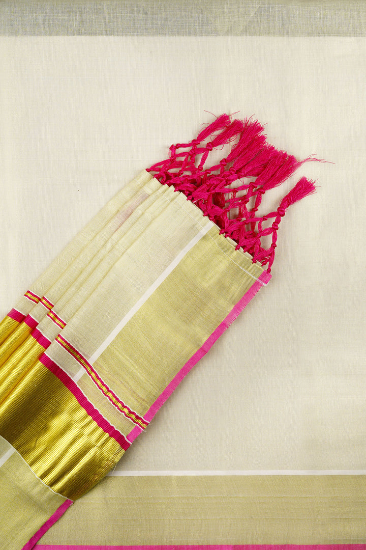 Teejh Karamana Kerala Tissue Pink Saree