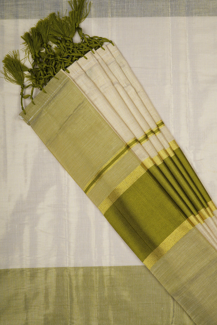 Teejh Valapatnam Kerala Tissue Light green Saree