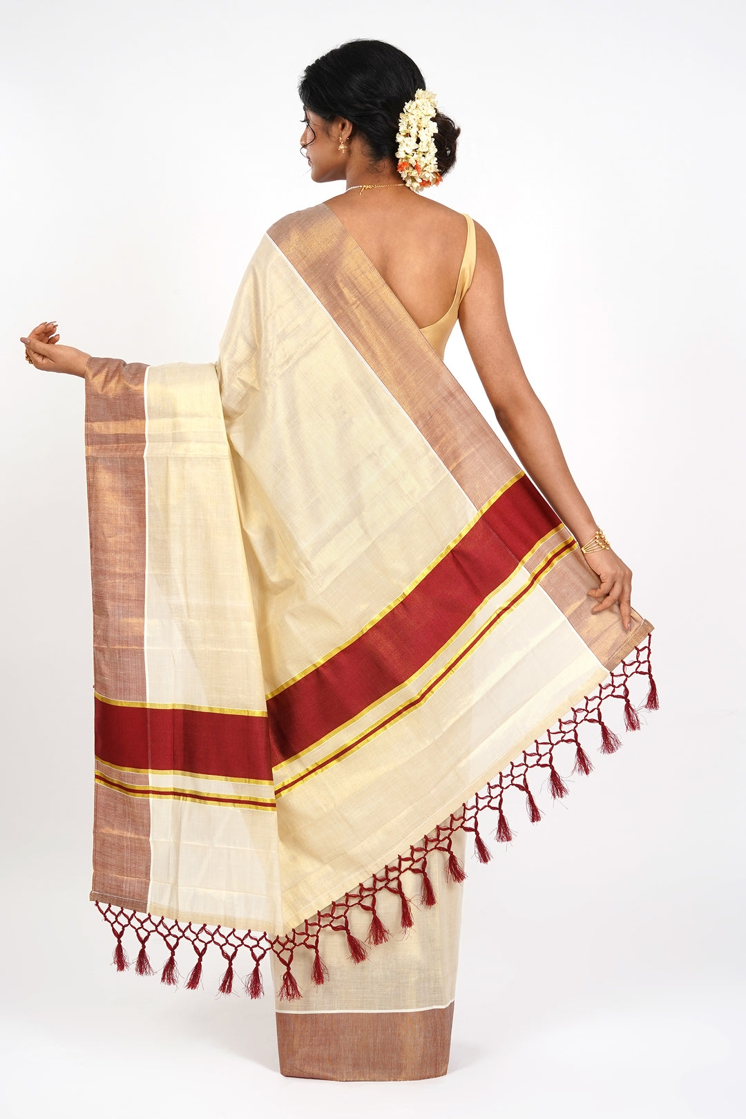 Teejh Achankovil Kerala Tissue Maroon Saree