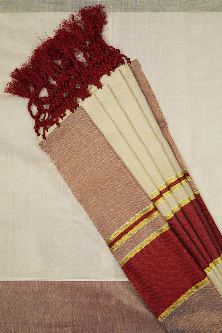 Teejh Achankovil Kerala Tissue Maroon Saree