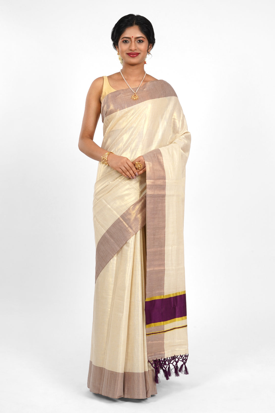 Teejh Vamanpuram Kerala Tissue Violet Saree
