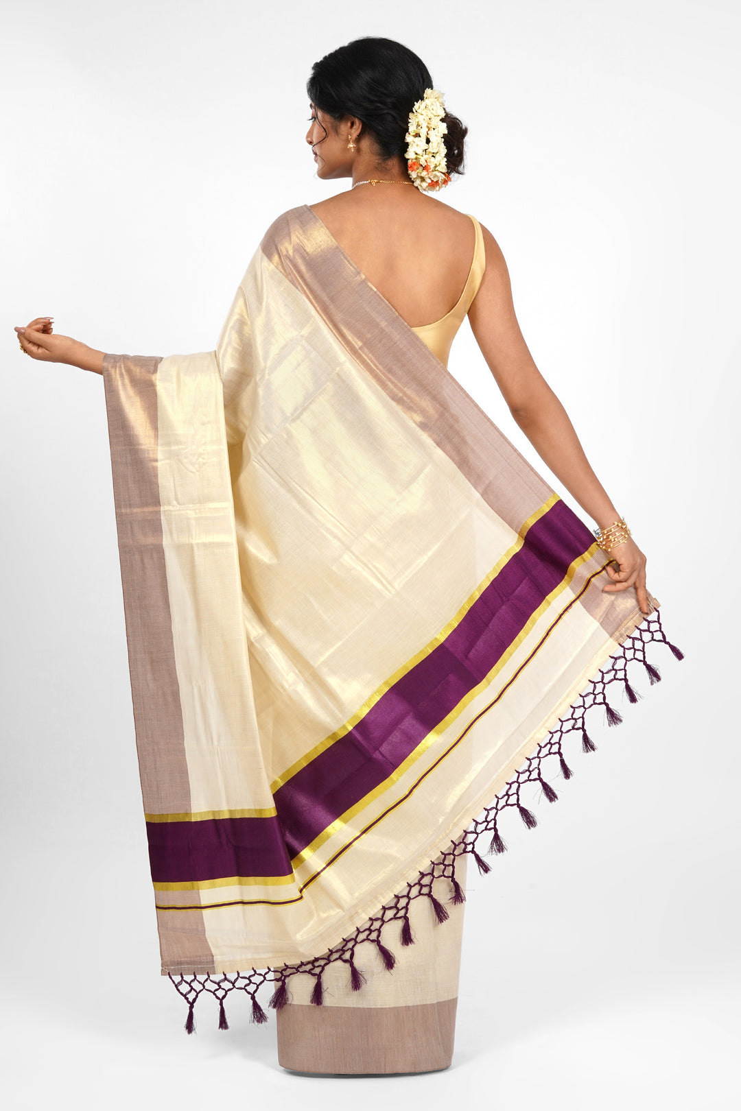 Teejh Vamanpuram Kerala Tissue Violet Saree