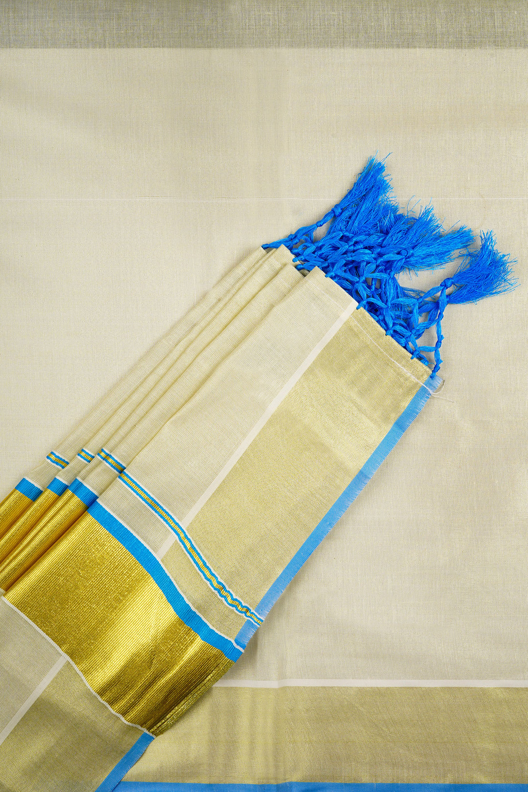 Teejh Dal Kerala Tissue Blue saree