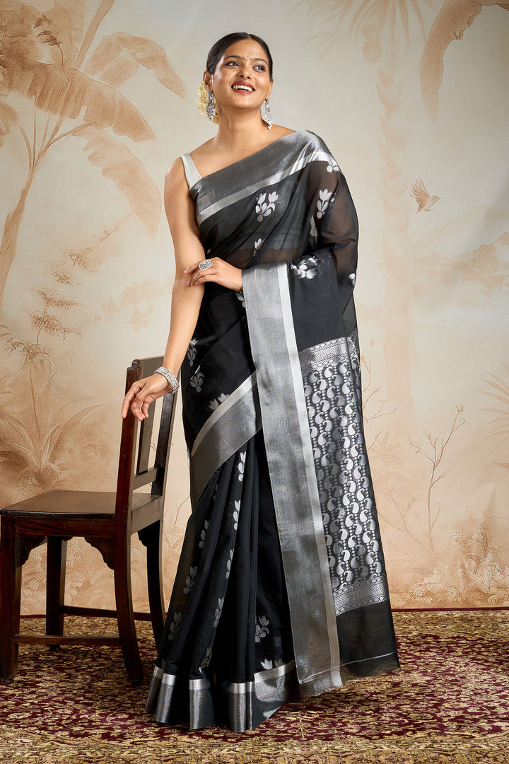 Teejh Fateh  Silk Cotton Black saree