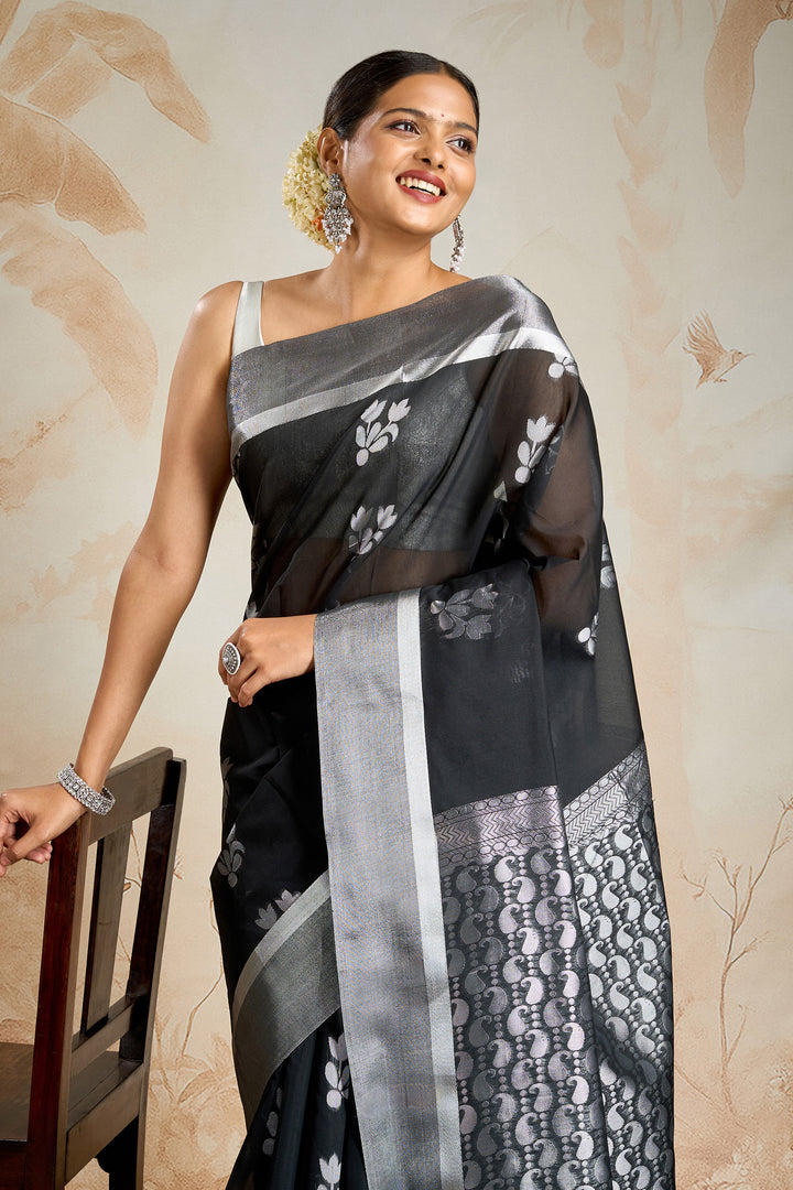 Teejh Fateh  Silk Cotton Black saree