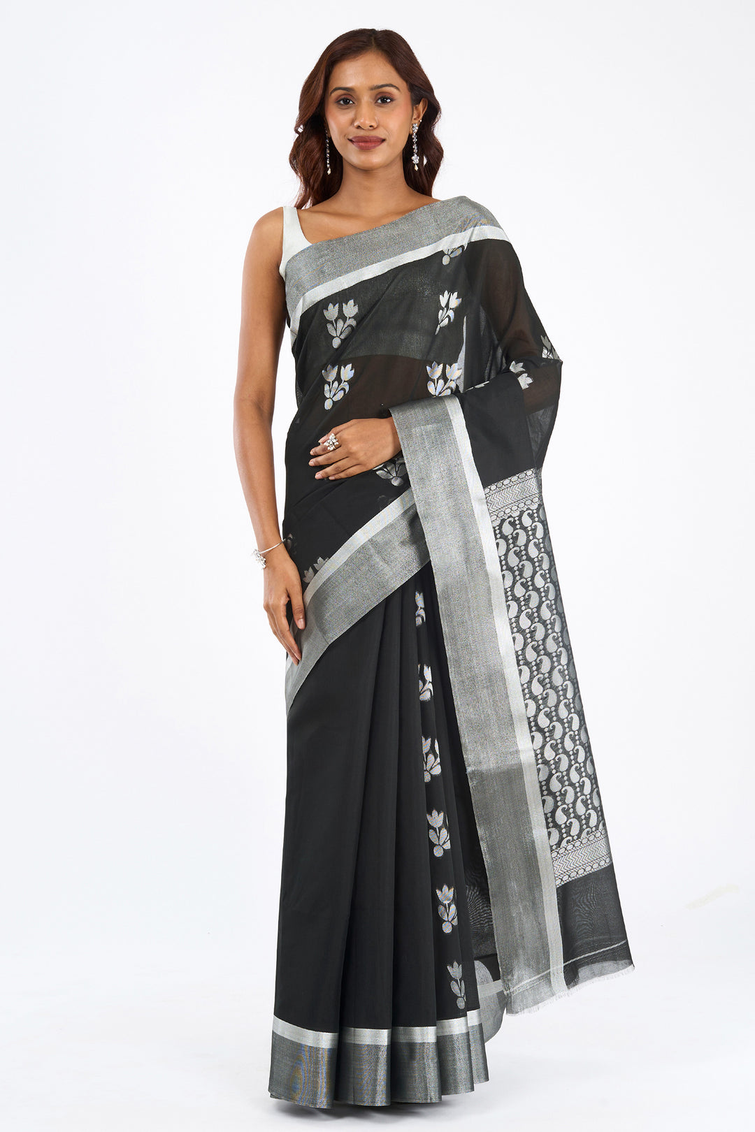 Teejh Fateh  Silk Cotton Black saree