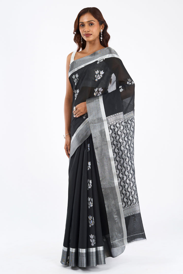 Teejh Fateh  Silk Cotton Black saree