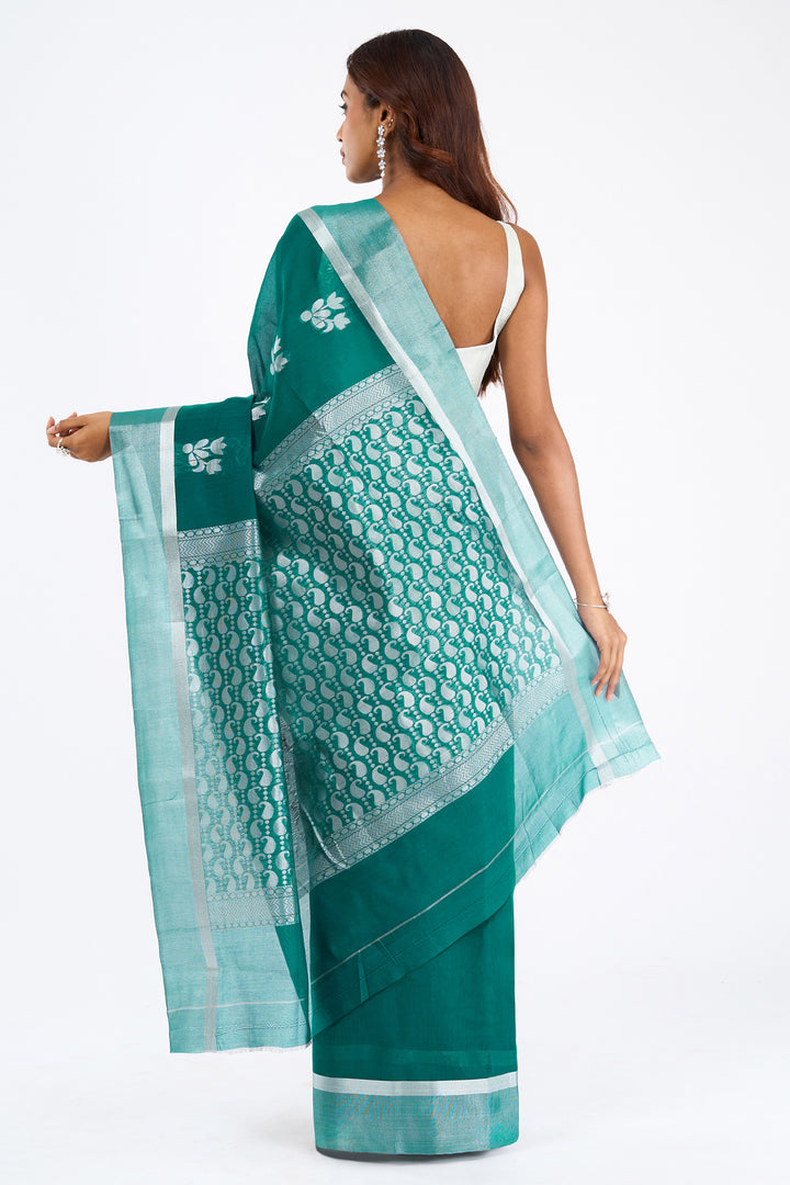Teejh Bhimtal Silk Cotton Teal saree