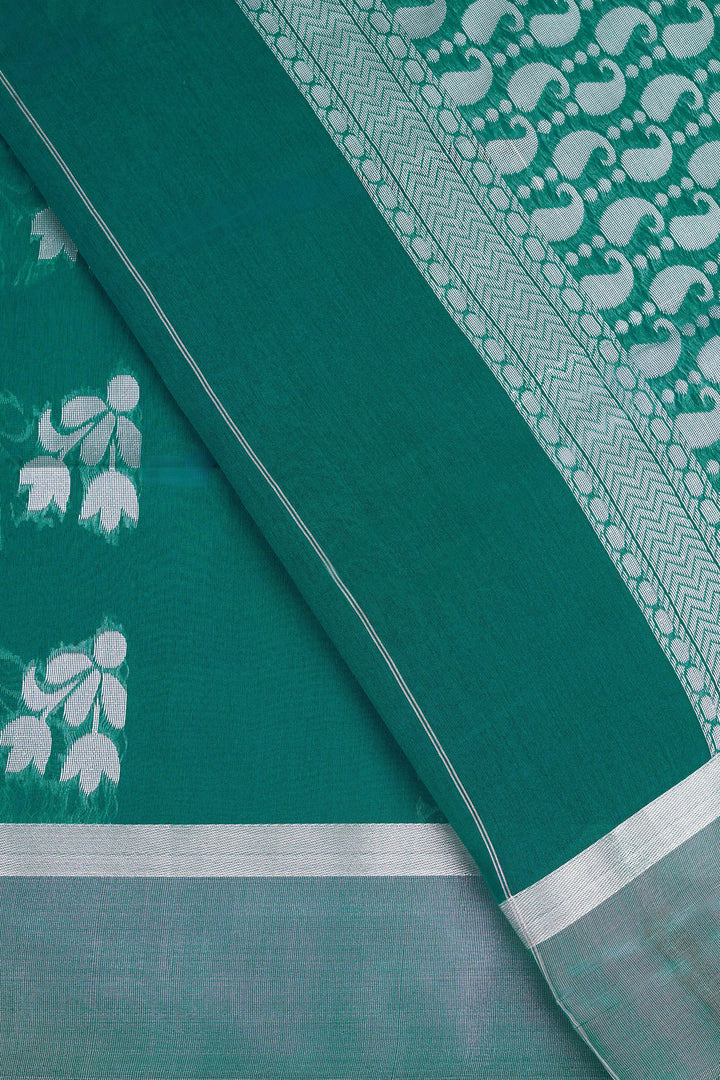 Teejh Bhimtal Silk Cotton Teal saree