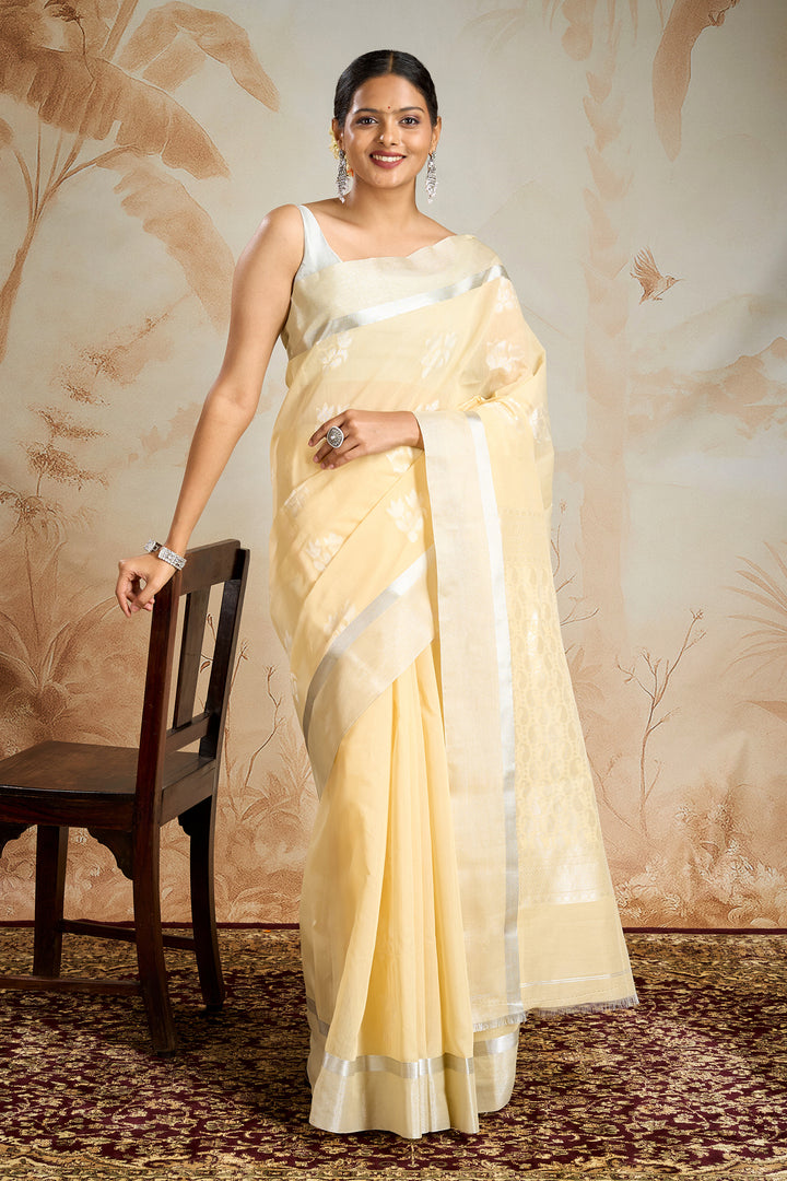 Teejh Kolleru Silk Cotton Beige saree