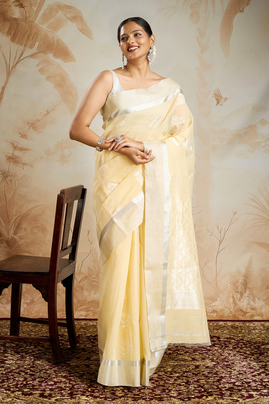Teejh Kolleru Silk Cotton Beige saree