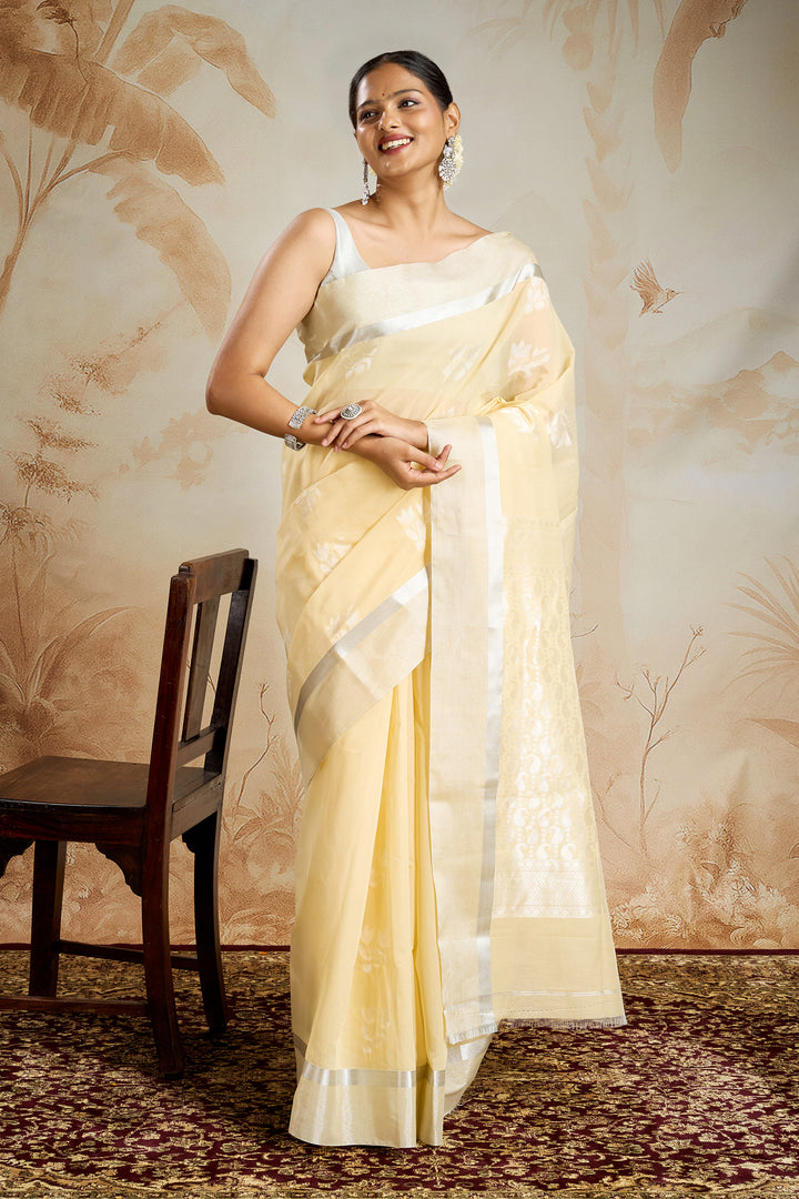 Teejh Kolleru Silk Cotton Beige saree