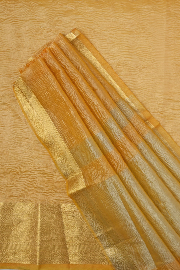 Teejh Mira Golden Semi Crushed Tissue Silk Saree