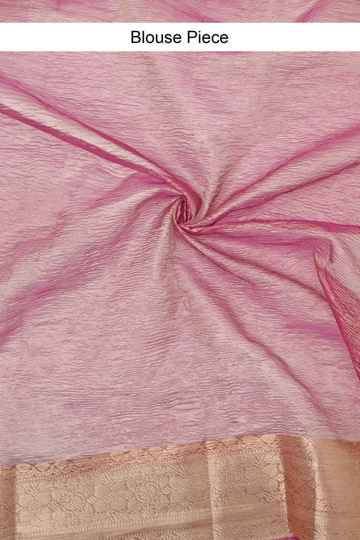Teejh Ayra Onion Pink Semi Crushed Tissue Silk Saree