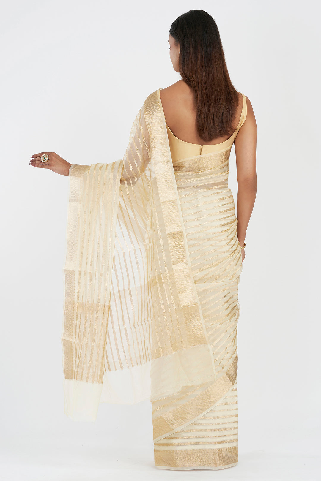 Teejh Bathak Off White Organza Lining Saree