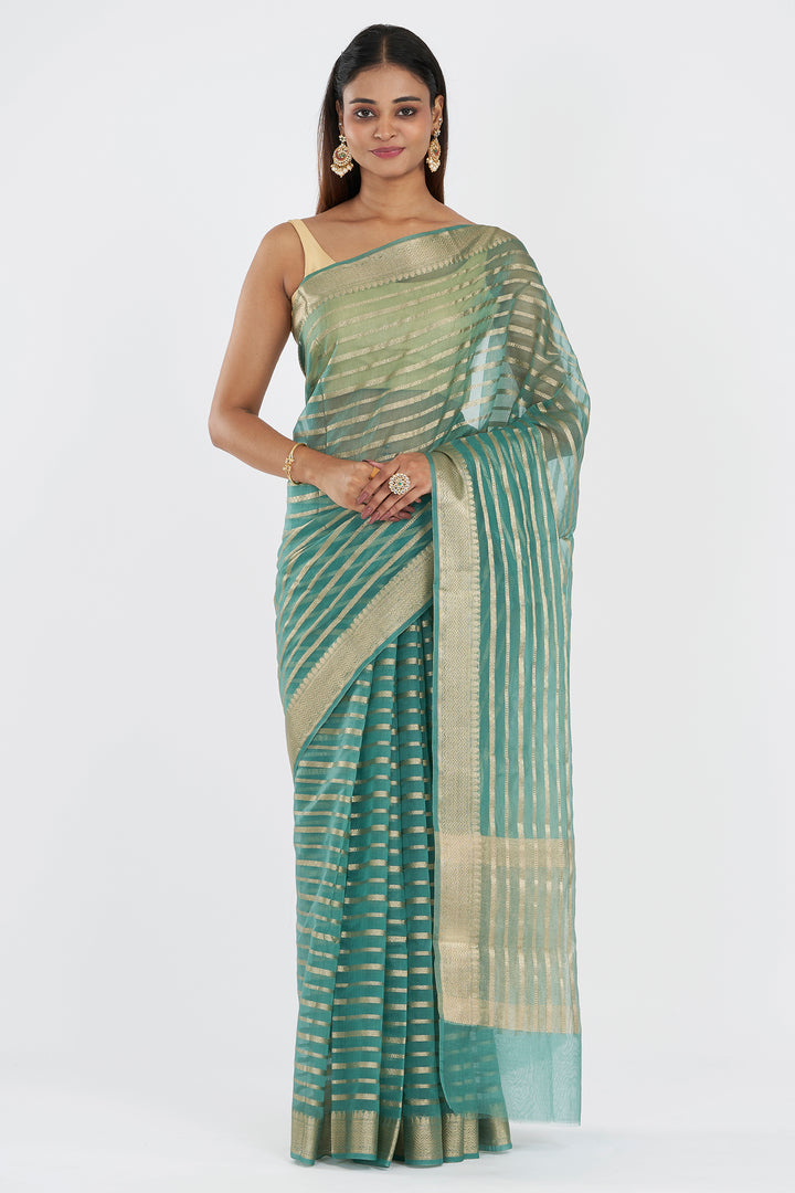 Teejh Mahee Turquoise Organza Lining Saree
