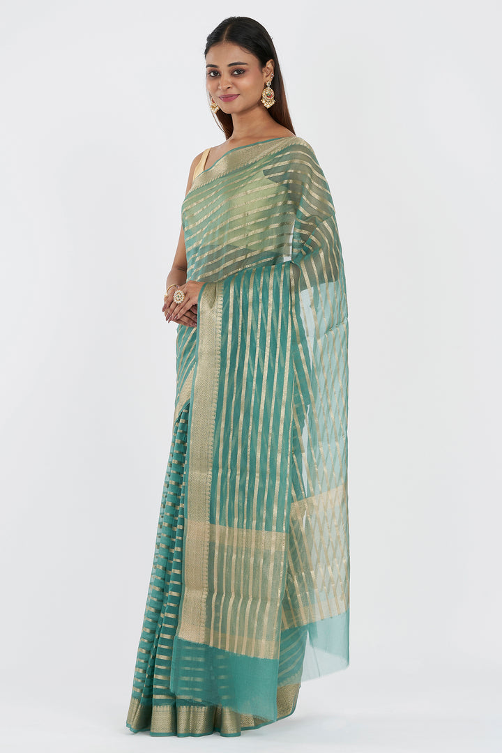 Teejh Mahee Turquoise Organza Lining Saree