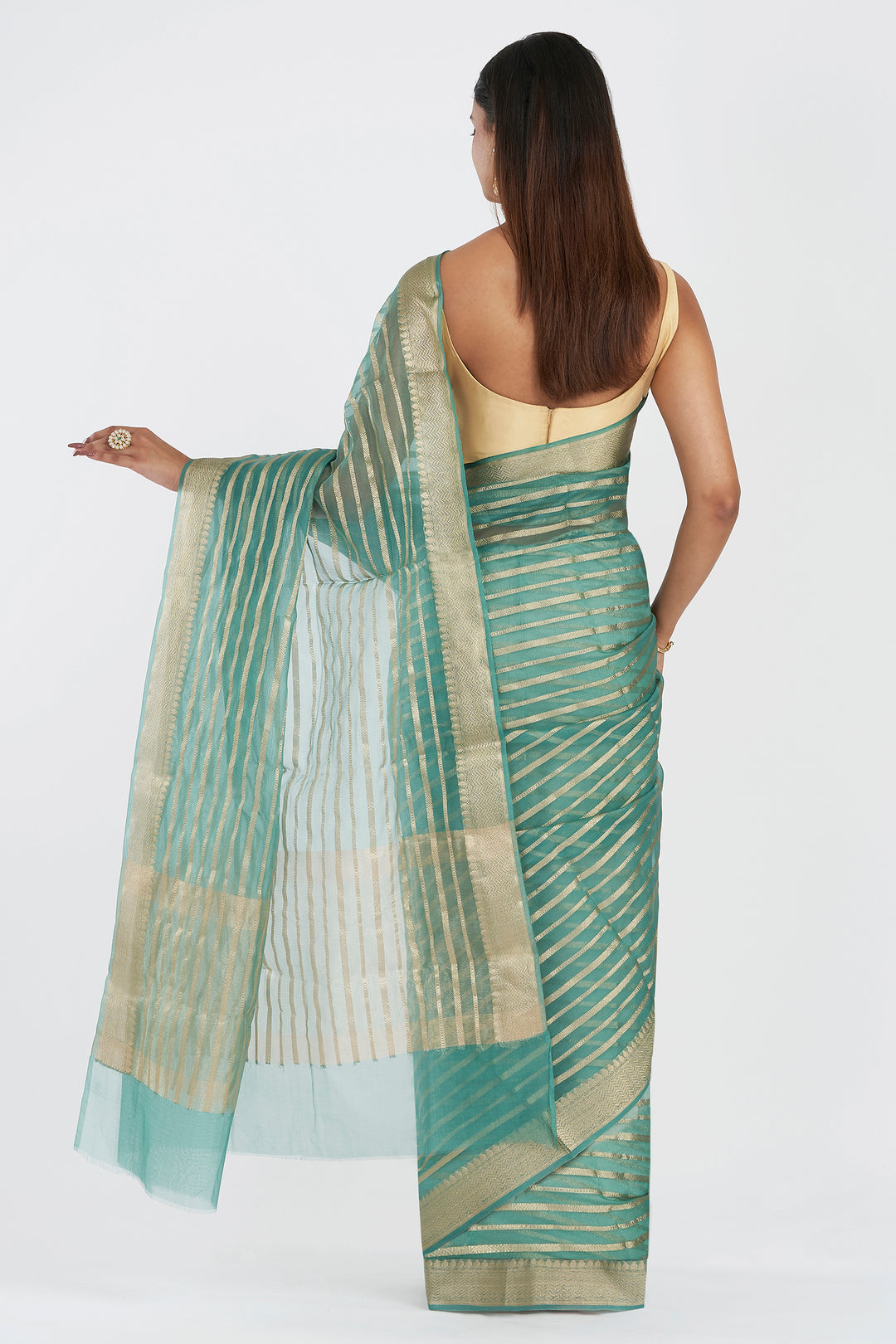 Teejh Mahee Turquoise Organza Lining Saree