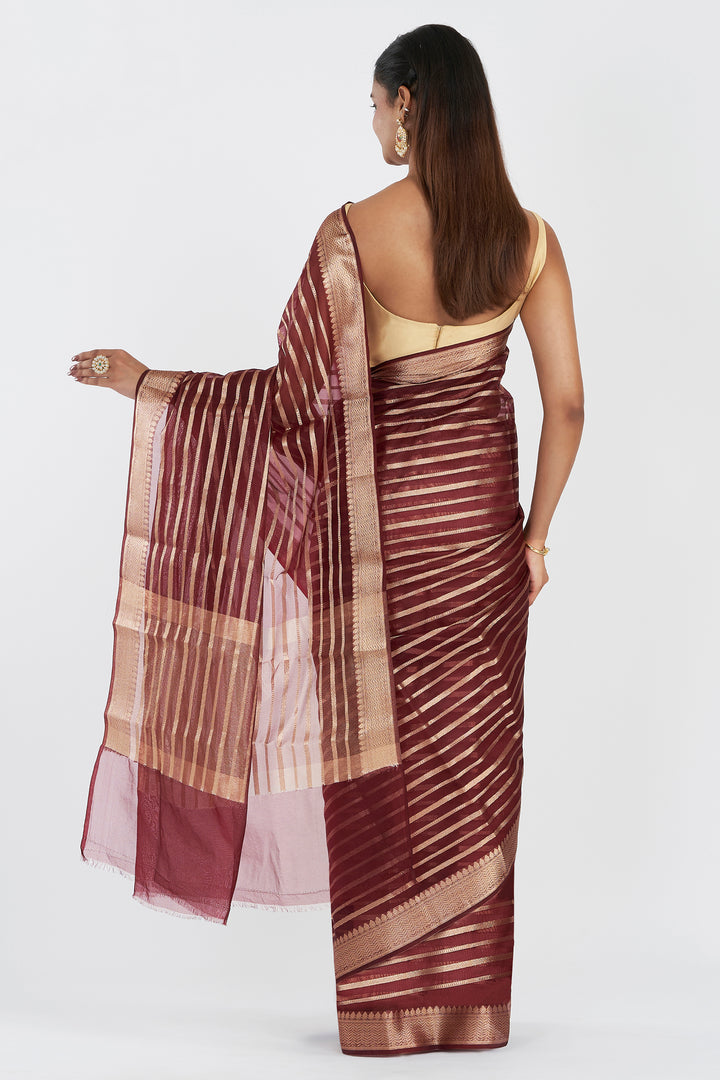 Teejh Ruby Maroon Organza Lining Saree