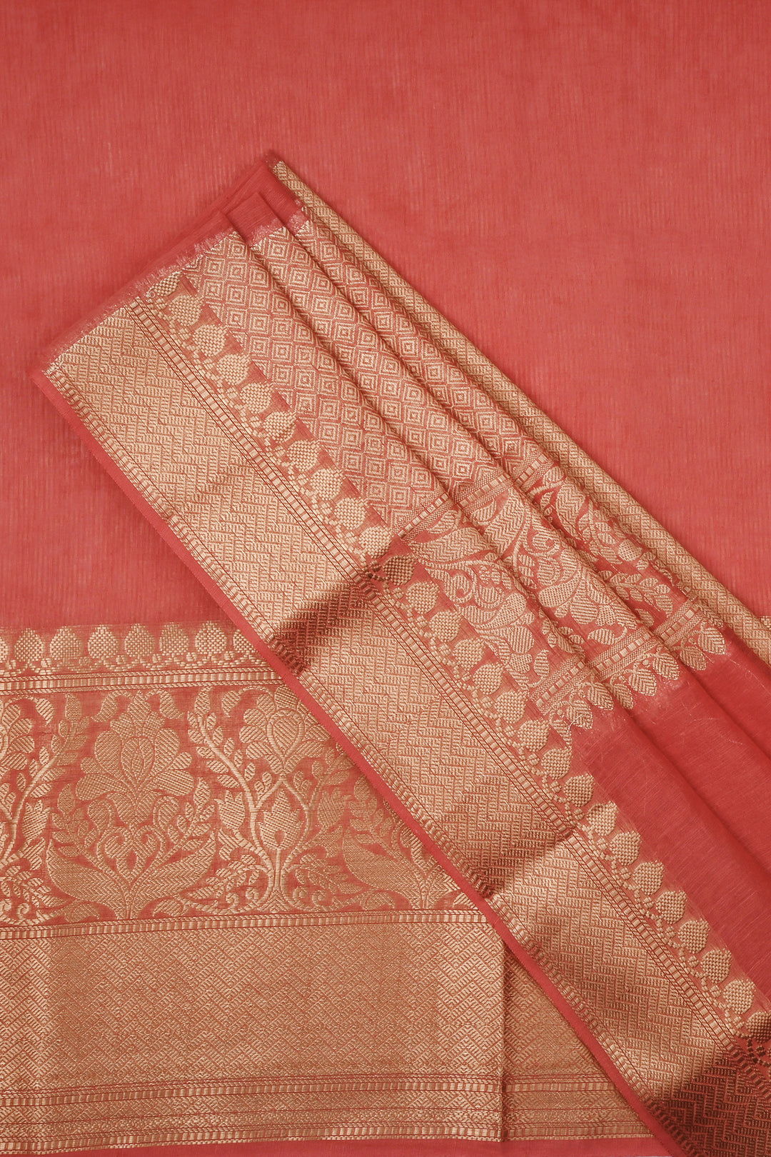 Teejh Vasu Tomato Red Banarasi Silk Linen Saree