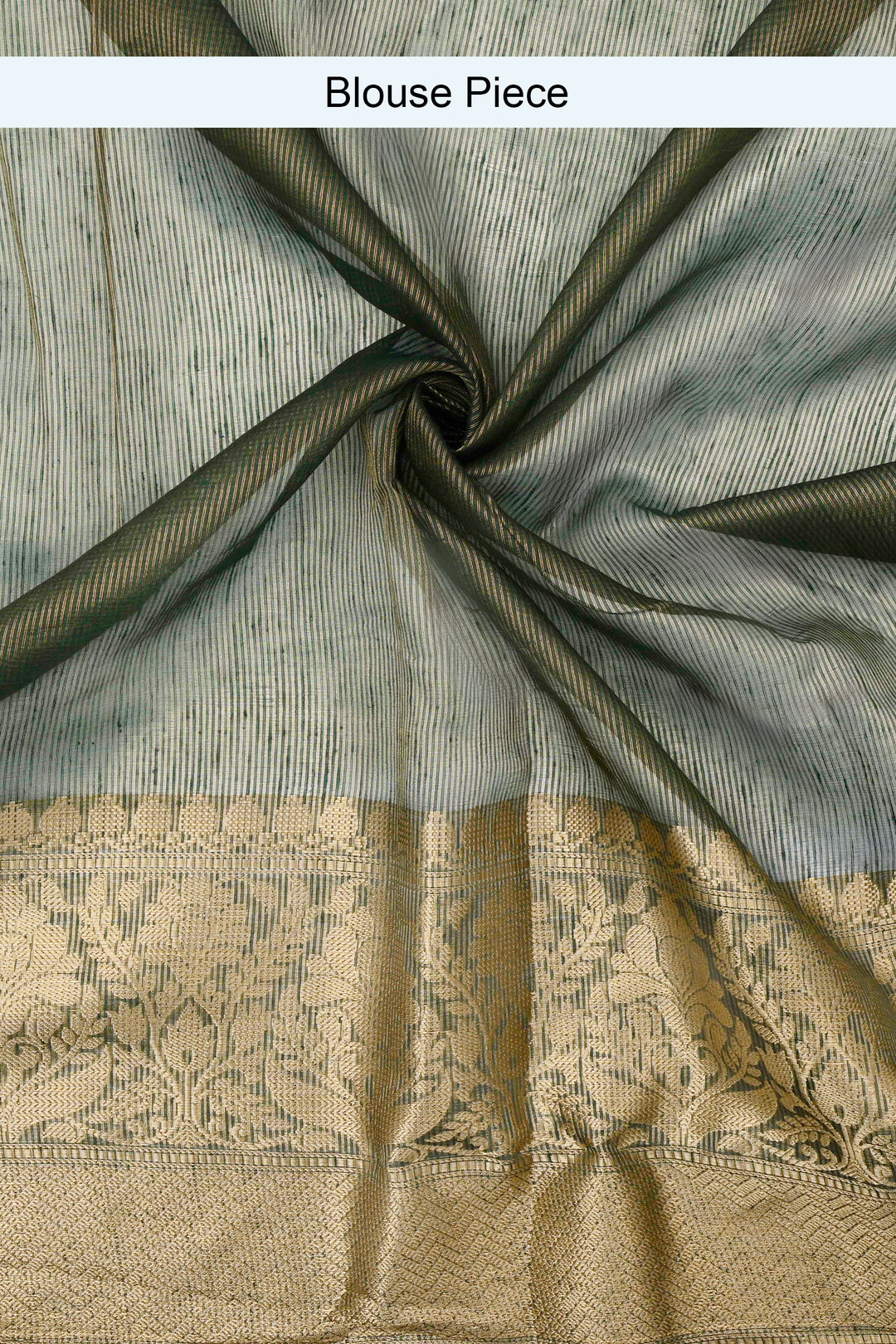Teejh Reya Forest Green Banarasi Silk Linen Saree
