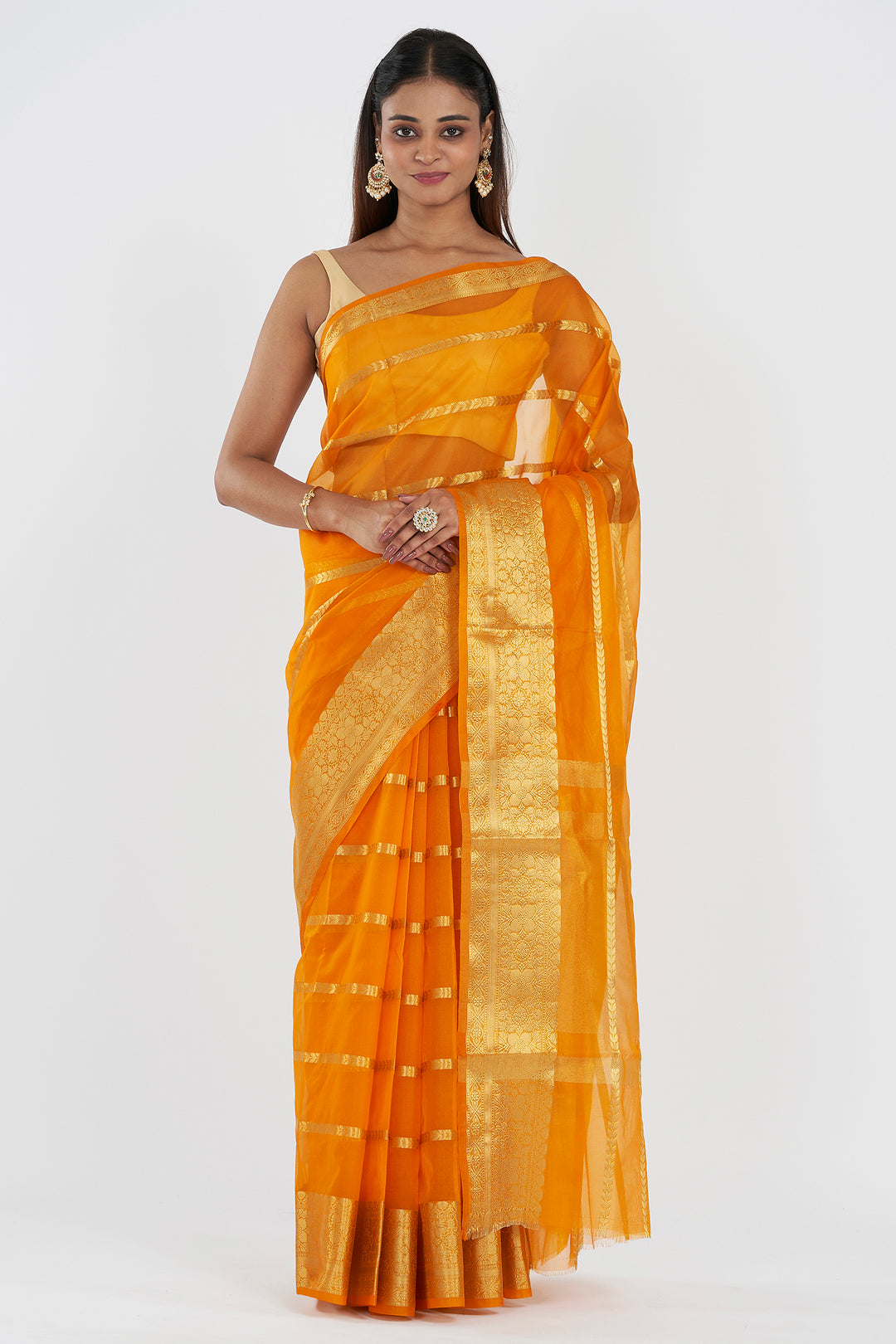 Teejh Bahmani Mustard Banarasi Semi Georgette Silk Saree
