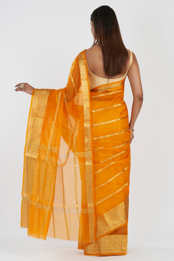 Teejh Bahmani Mustard Banarasi Semi Georgette Silk Saree