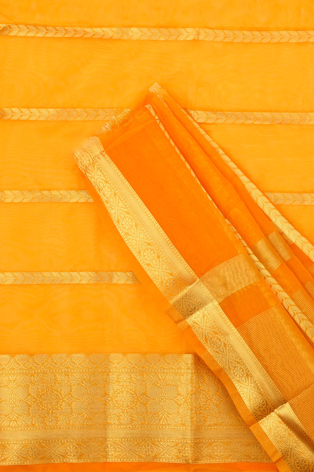 Teejh Bahmani Mustard Banarasi Semi Georgette Silk Saree
