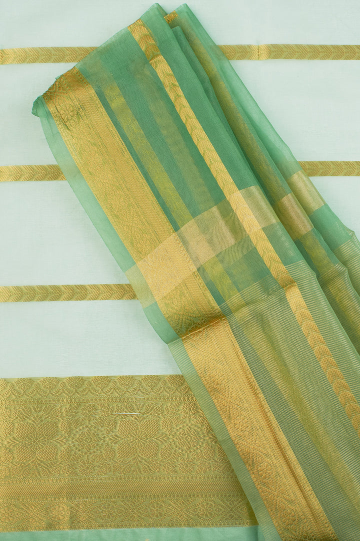 Teejh Haya Light Green Banarasi Semi Georgette Silk Saree