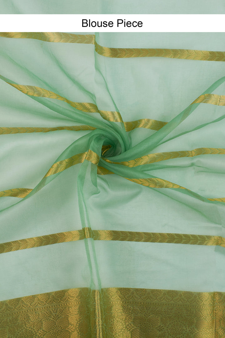 Teejh Haya Light Green Banarasi Semi Georgette Silk Saree