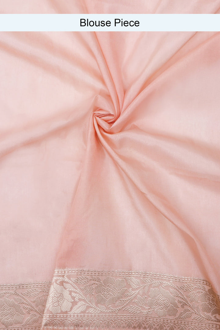 Teejh Viya Light Pink Banarasi Semi Georgette Jaal Weaving Saree