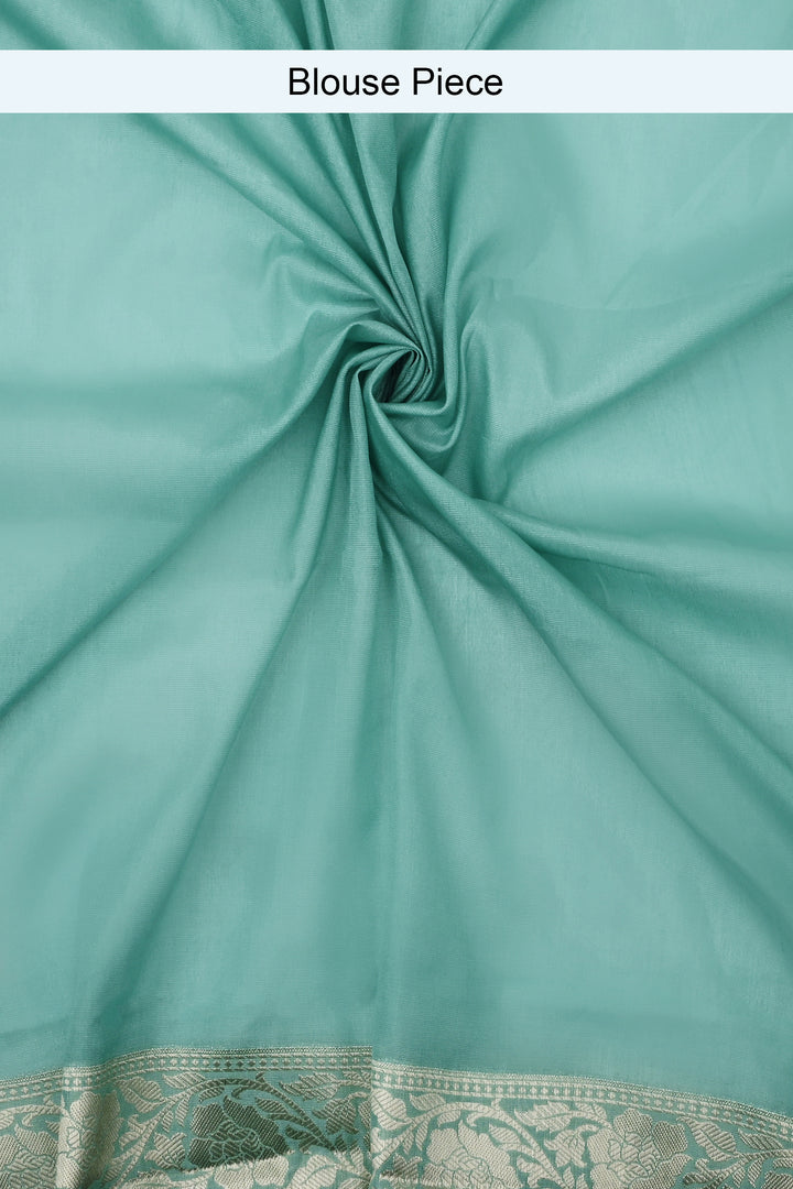 Teejh Radhya Sea Green Banarasi Semi Georgette Jaal Weaving Saree