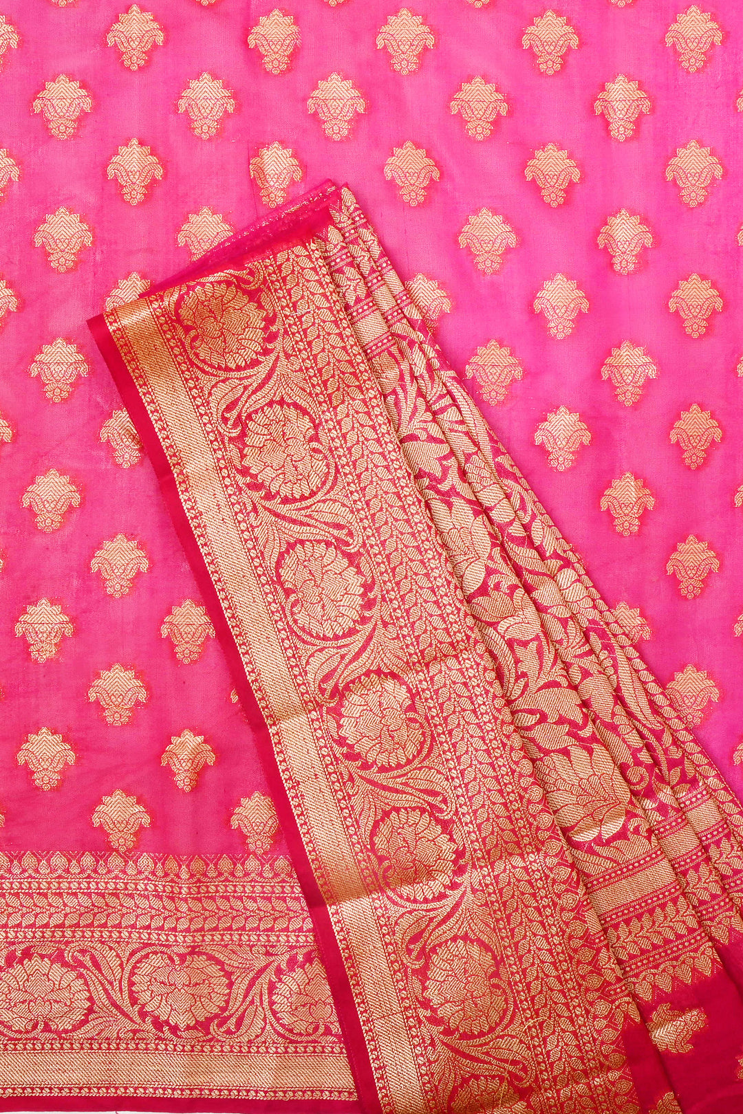 Teejh Yaasve Fuschia Pink Chiffon Silk Saree