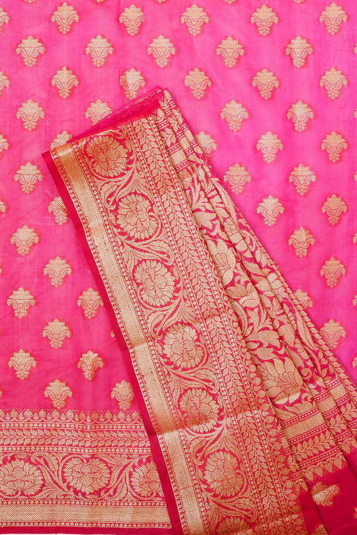Teejh Yaasve Fuschia Pink Chiffon Silk Saree